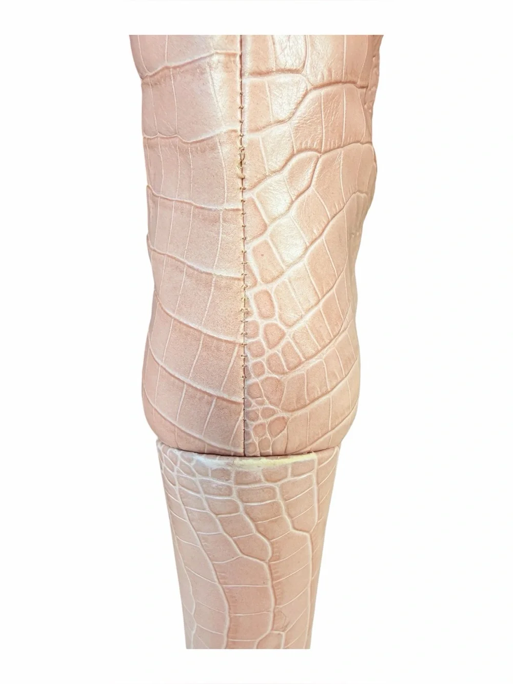 Paris Texas Women’s Tall Pink Croc-Embossed Pointed-Toe Boots